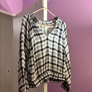 Cloth & Stone Checkered Blouse - Black and White
